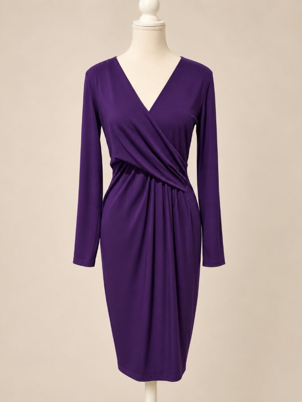 Tahari long-sleeve dress in deep purple, women’s size S.